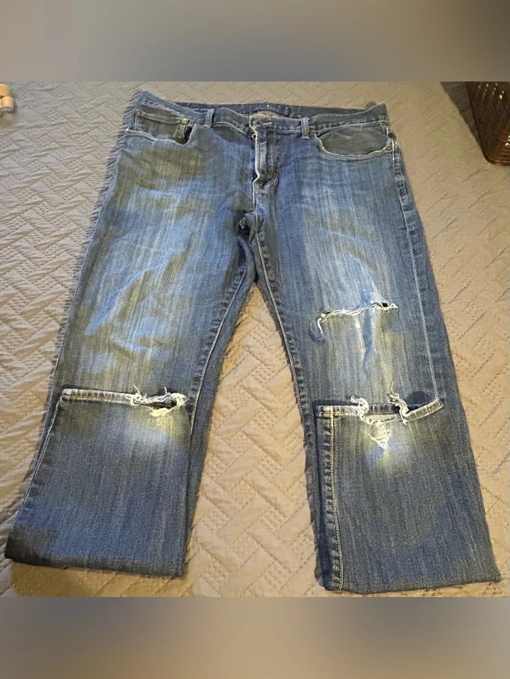 Lucky Brand Men's Blue Distressed Skinny Jeans Size 36X31